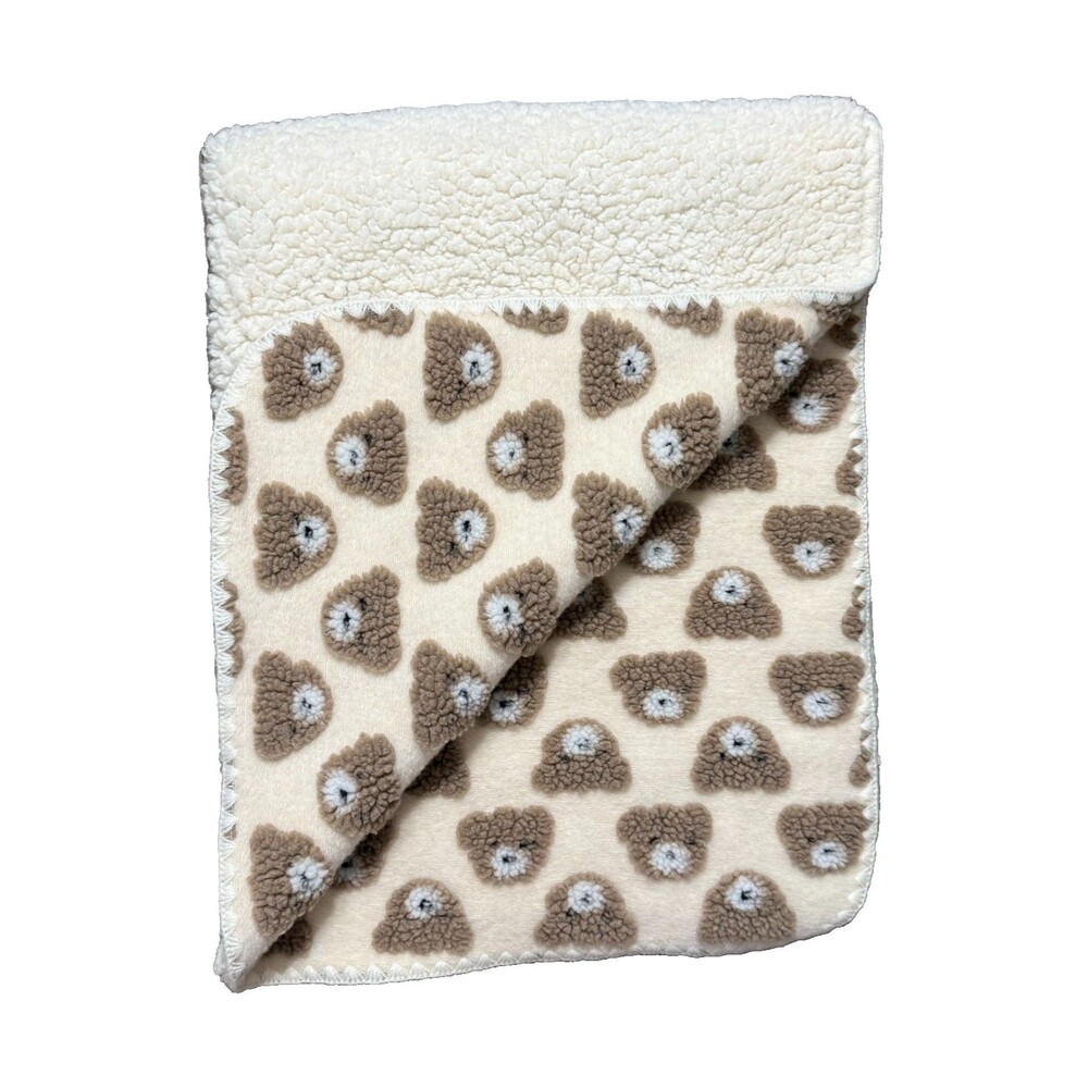 Chickpea Teddy Bear Faces Baby Blanket Brown Tan 30 x 40 in.